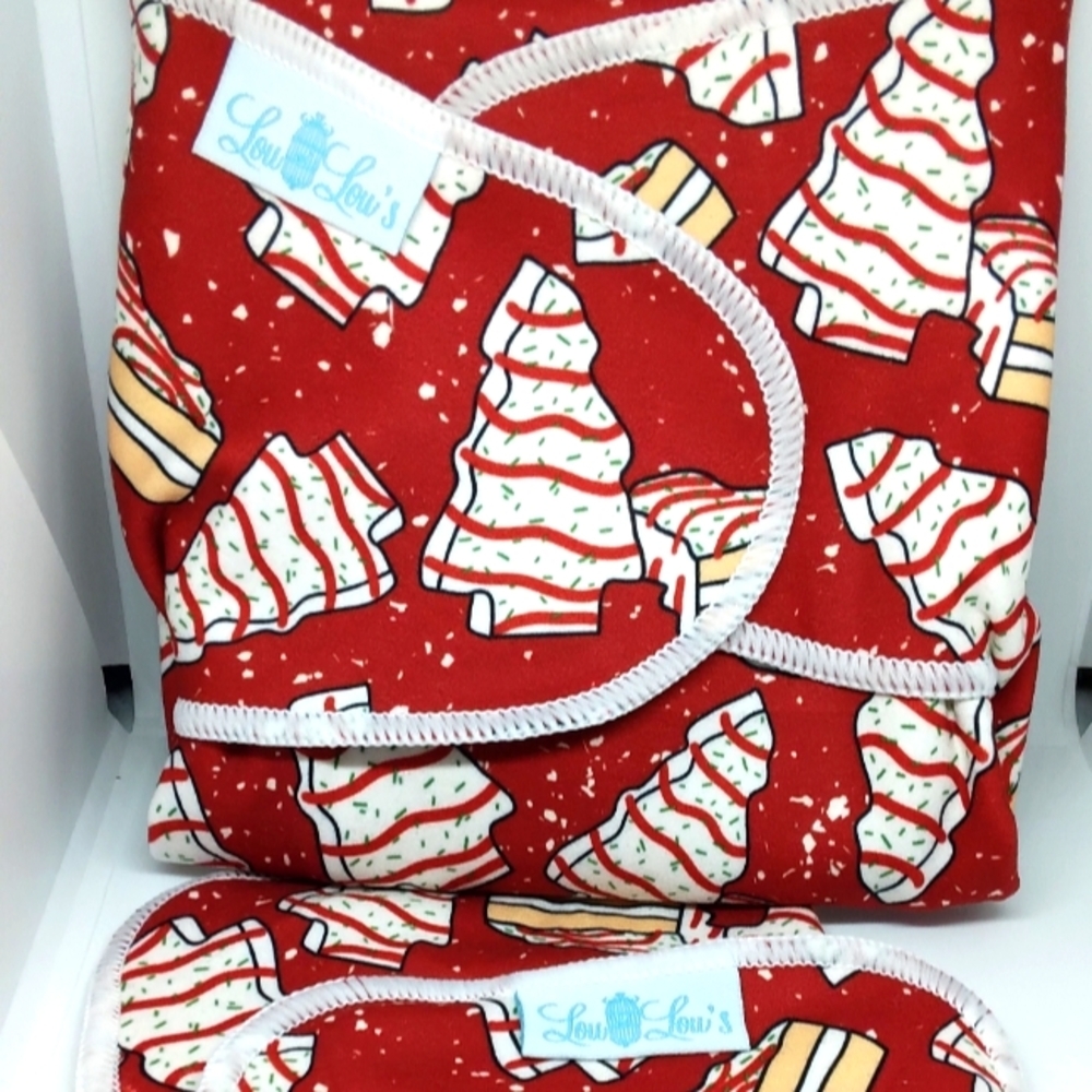 Little Debbie Christmas tree cakes cloth diaper preflat